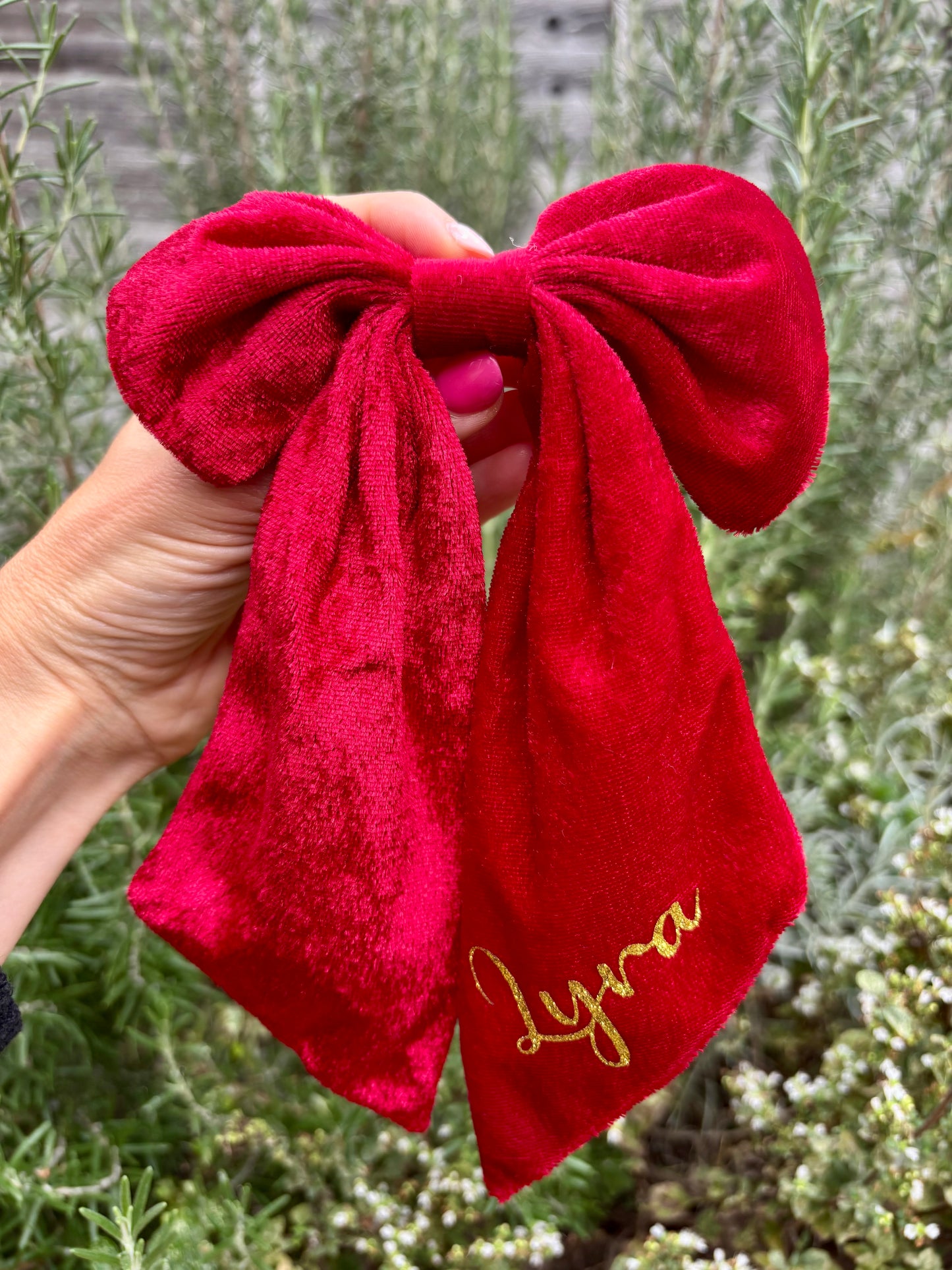 XL red velvet hair bow