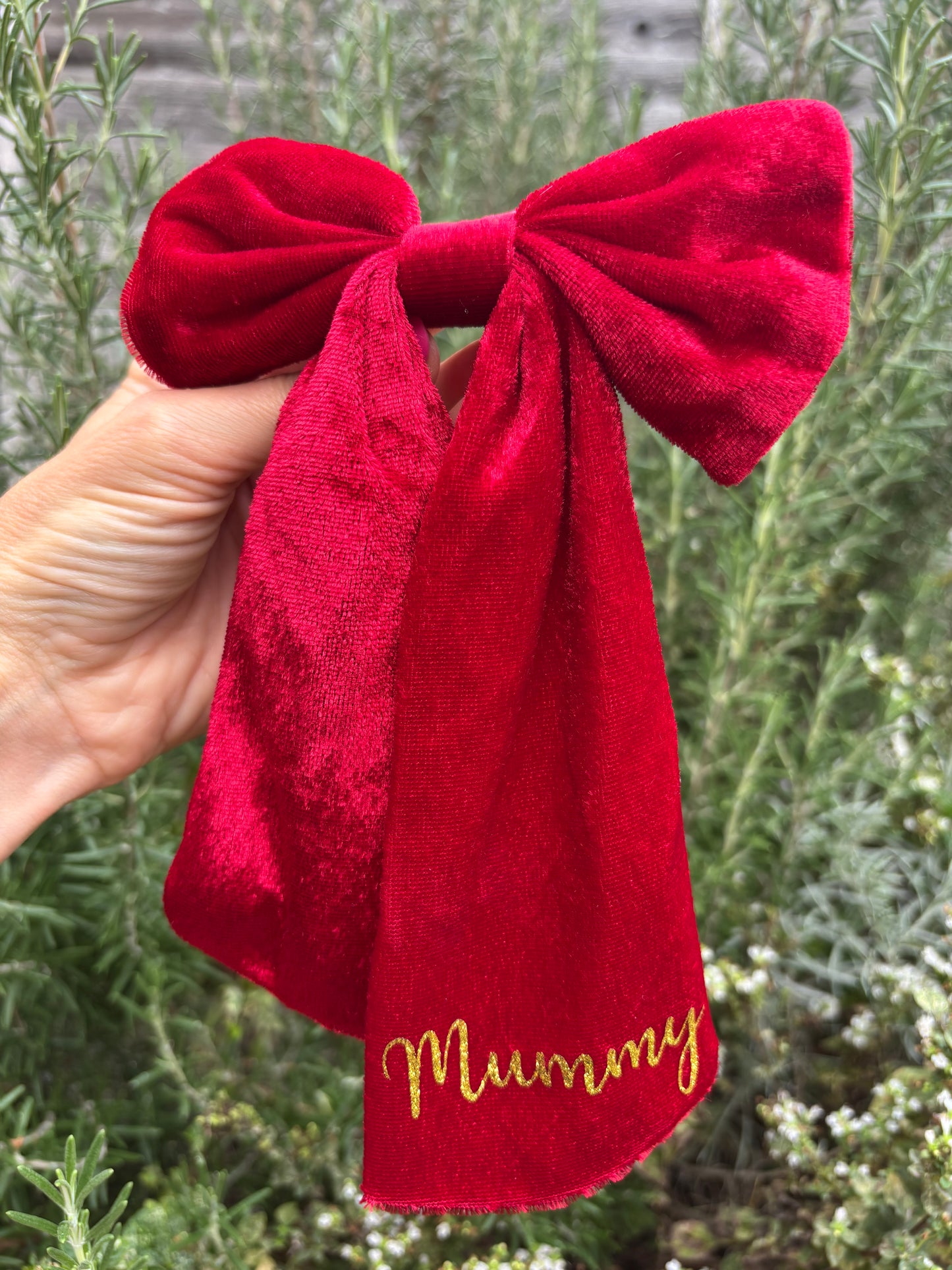 XL red velvet hair bow