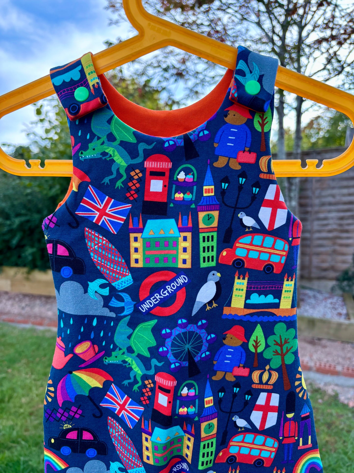 ‘London’ fabric dungarees: 3-6 months