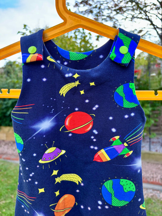 Space dungarees: 0-3 months