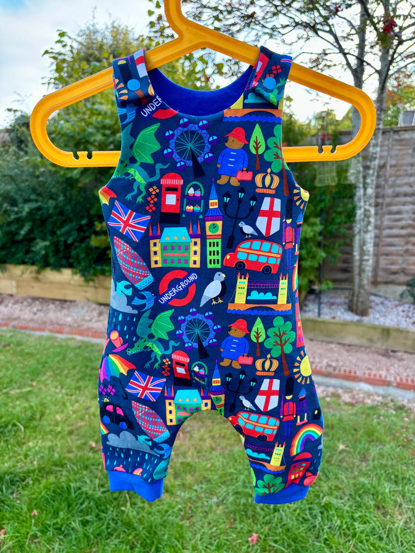 ‘London’ fabric dungarees: 0-3 months