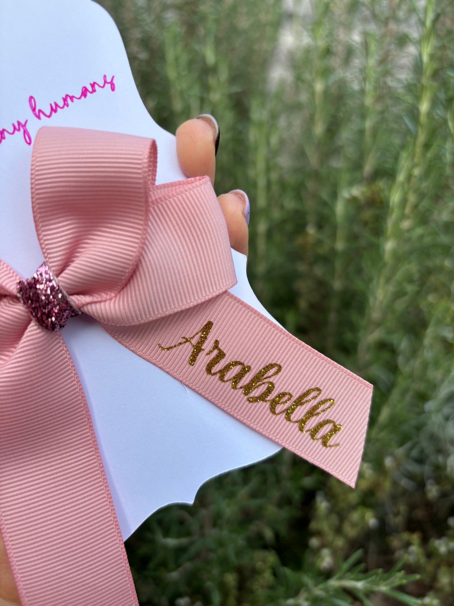 4” hair bow with glitter centre