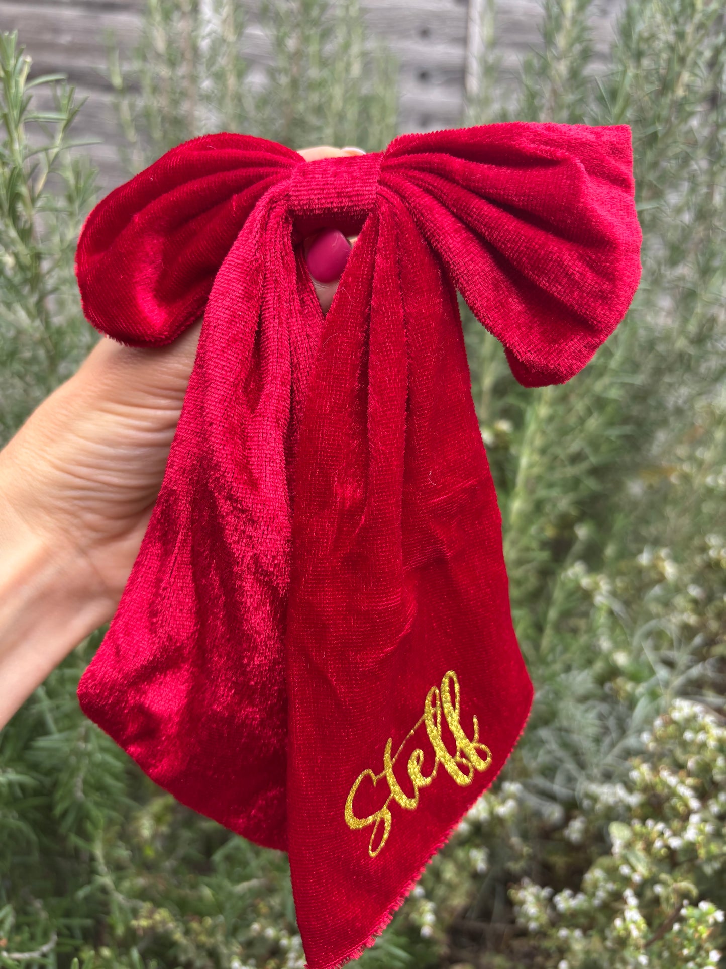 XL red velvet hair bow