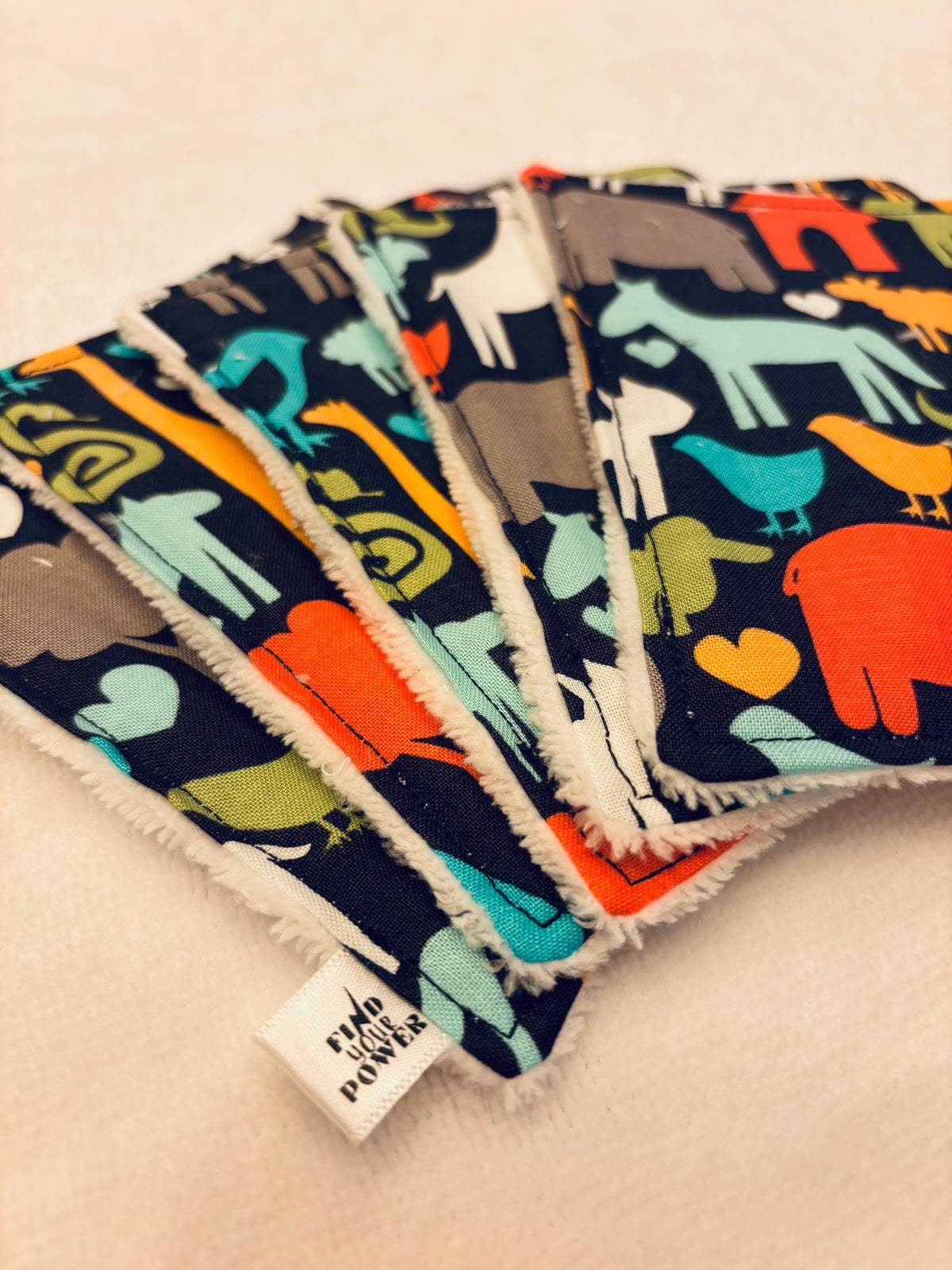 Washable wipes/flannels: Set of 5 x 5”