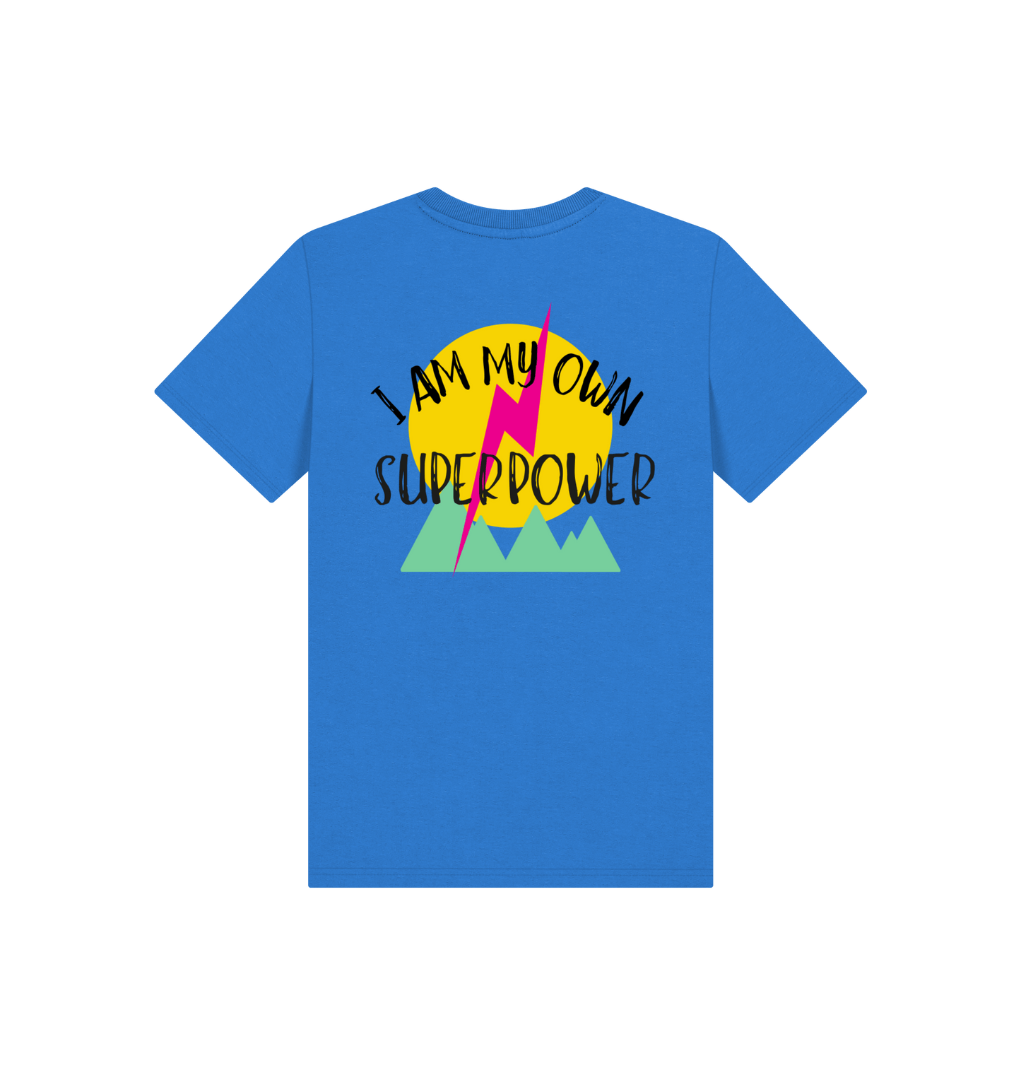 Bright Blue Printed Kids T-Shirt Back