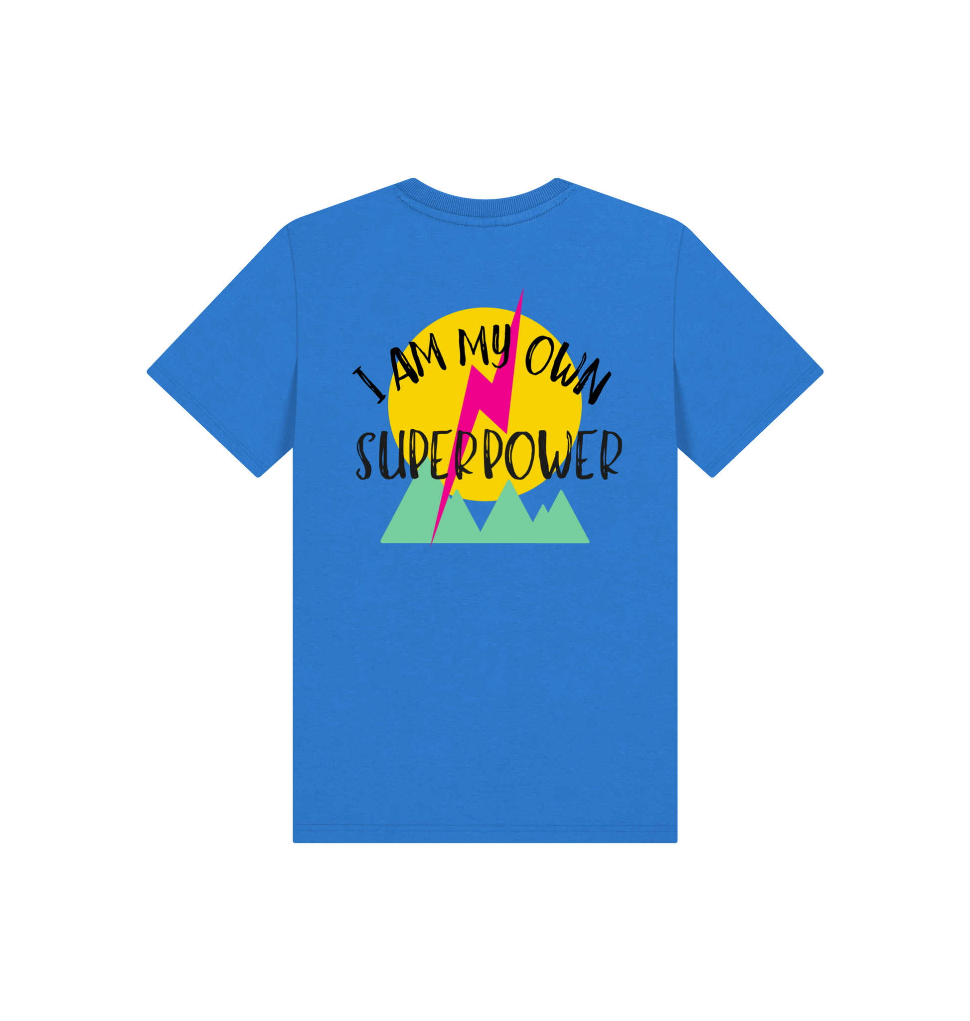 Bright Blue Printed Kids T-Shirt Back