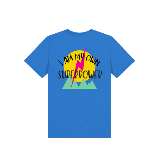 Bright Blue Printed Kids T-Shirt Back