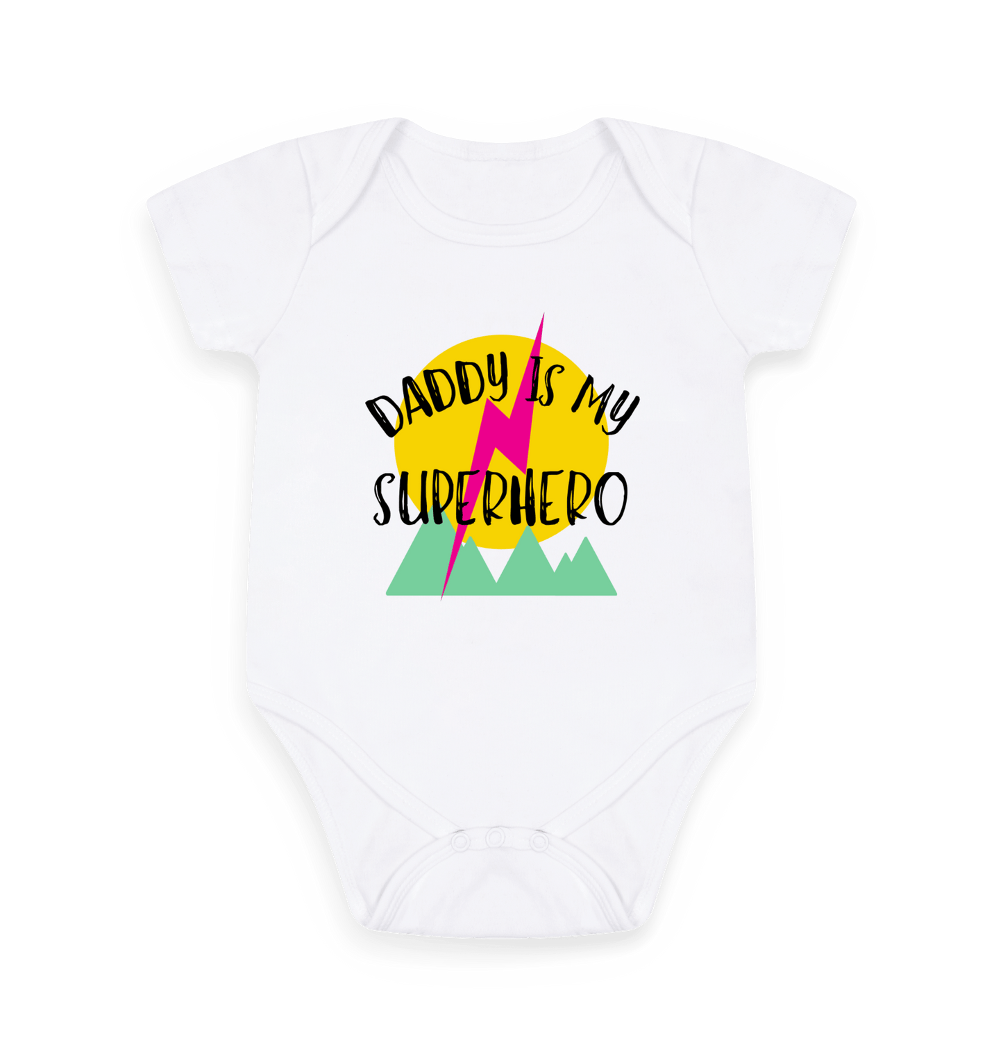 White Printed baby grow Front