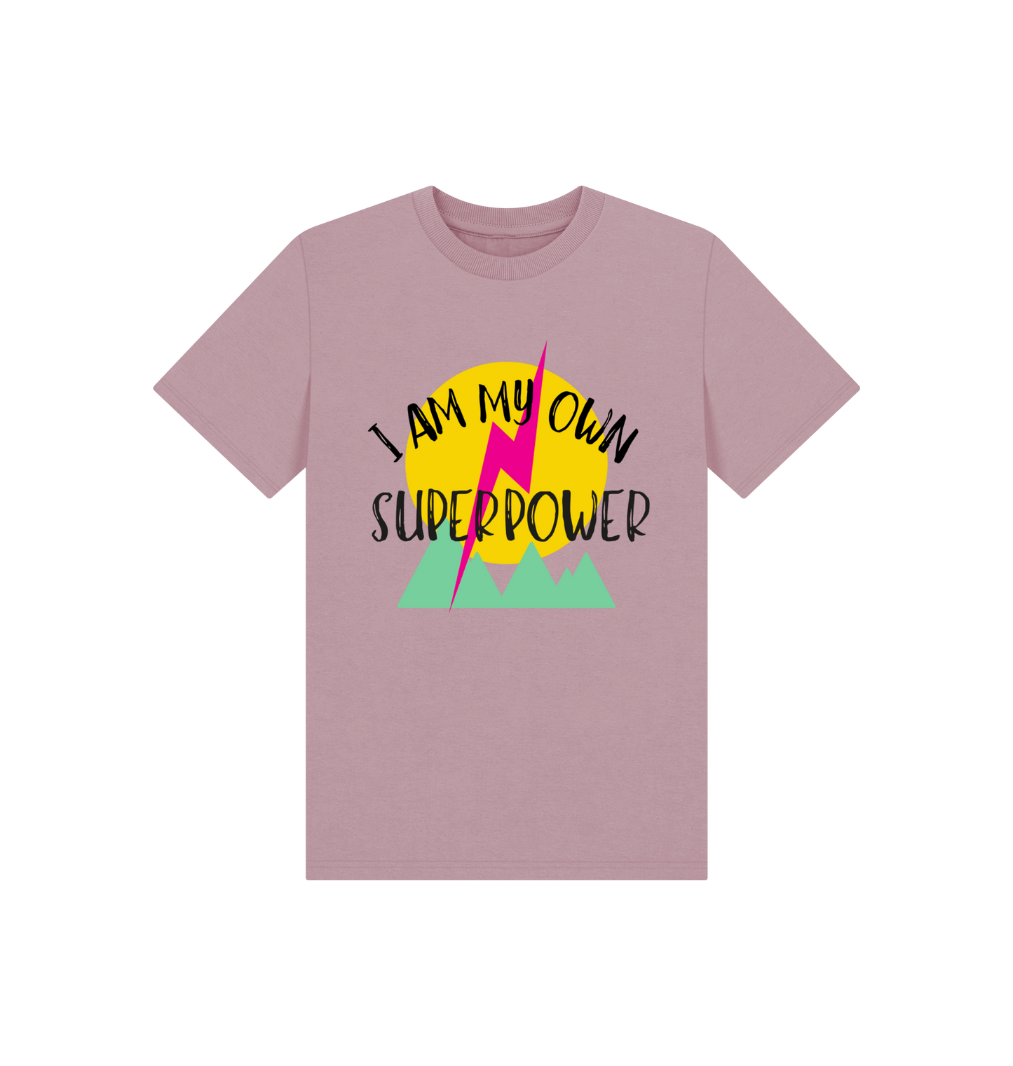Mauve Printed Kids T-Shirt Front