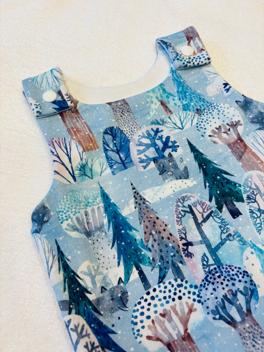 Dungarees: 6-12 months: Winter Woodland