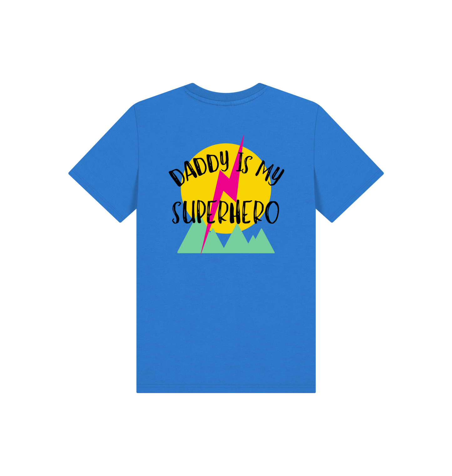 Bright Blue Printed Kids T-Shirt Back