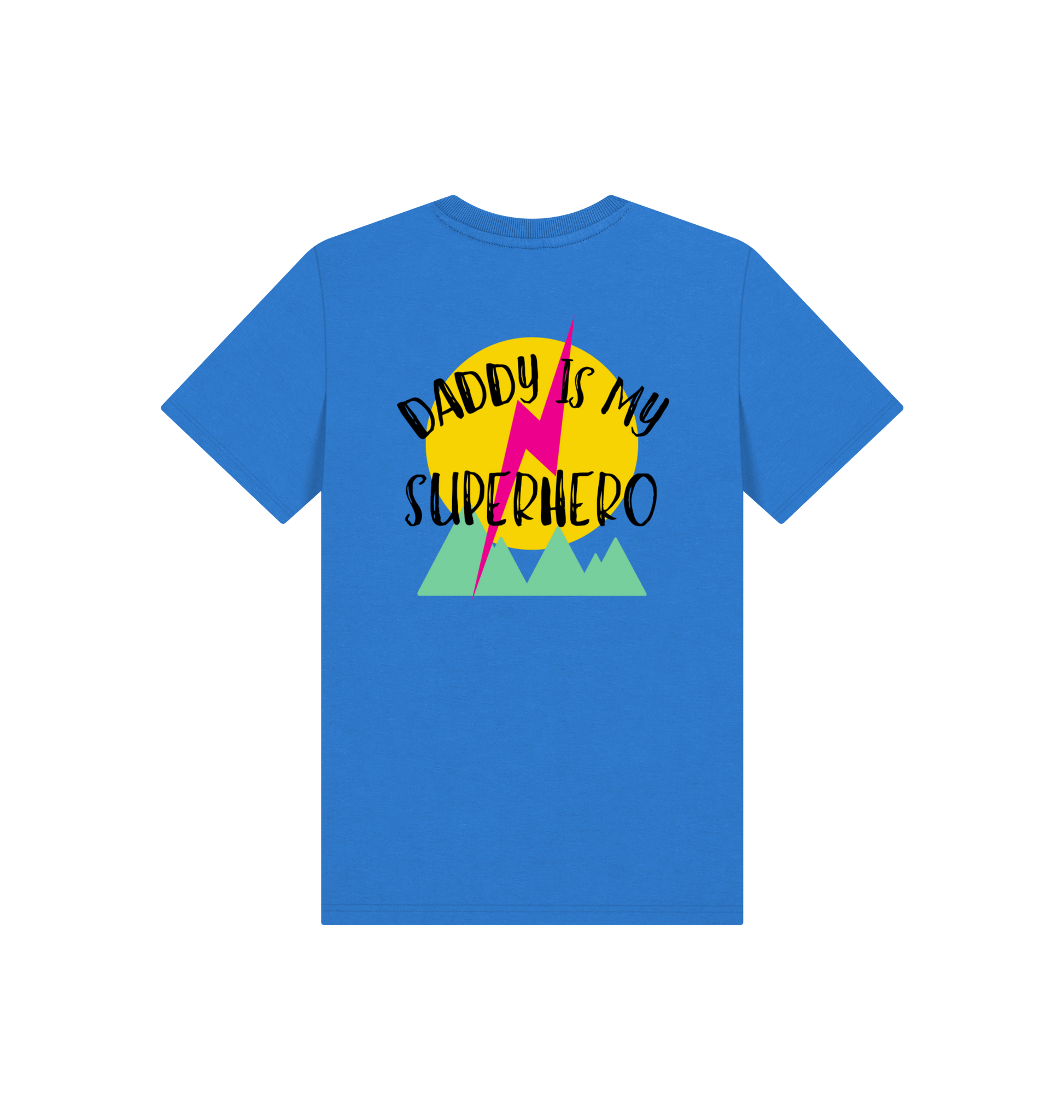Bright Blue Printed Kids T-Shirt Back
