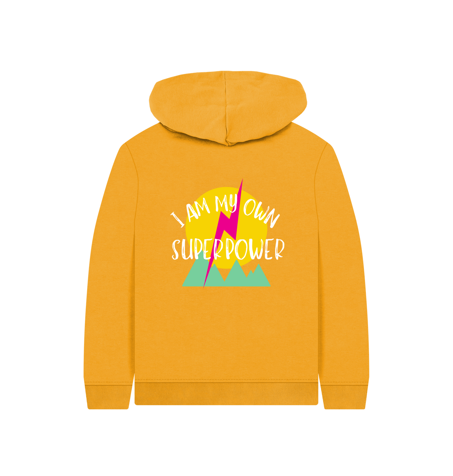 Mustard Printed Kids Hoodie Back