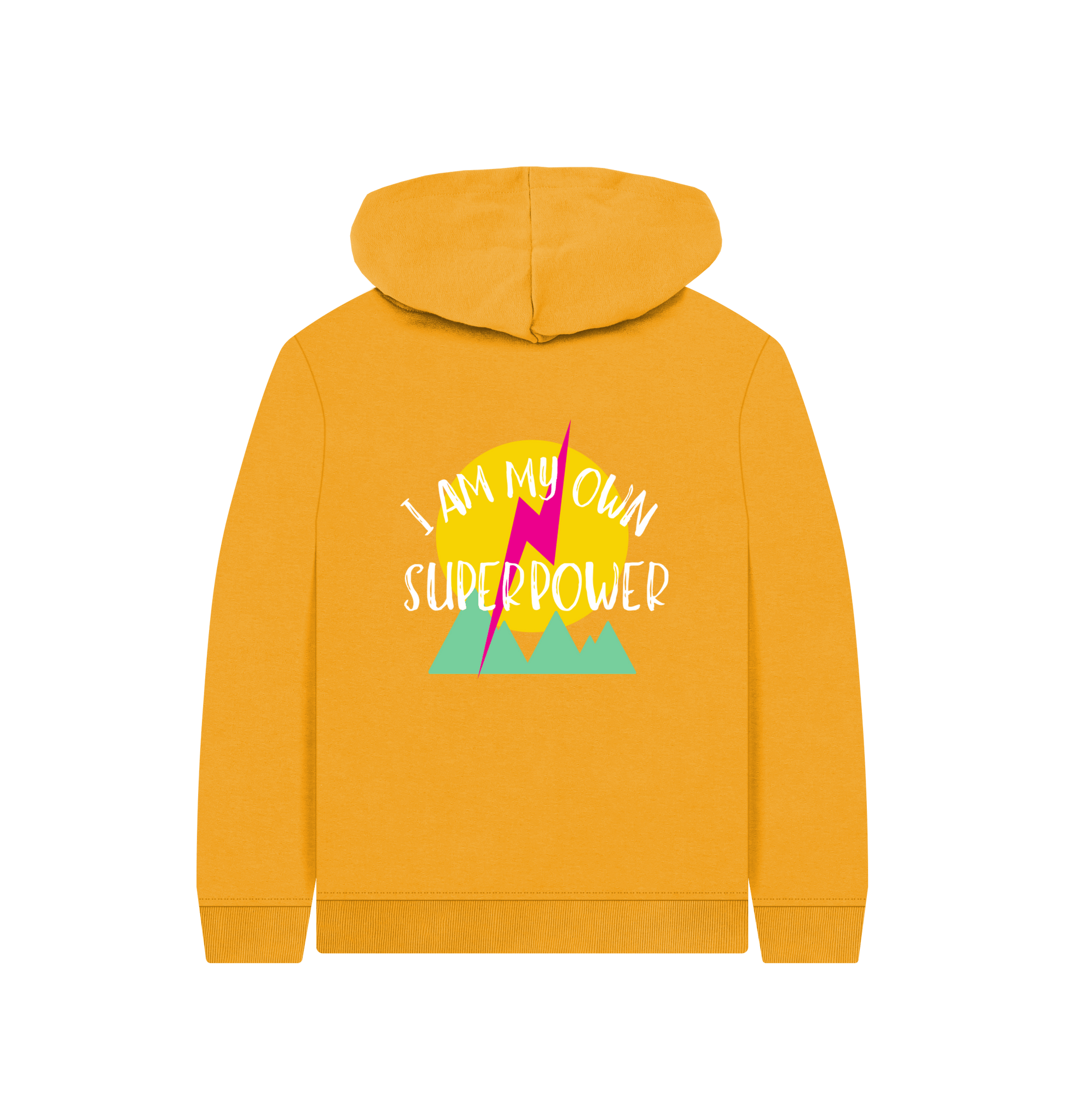 Mustard Printed Kids Hoodie Back