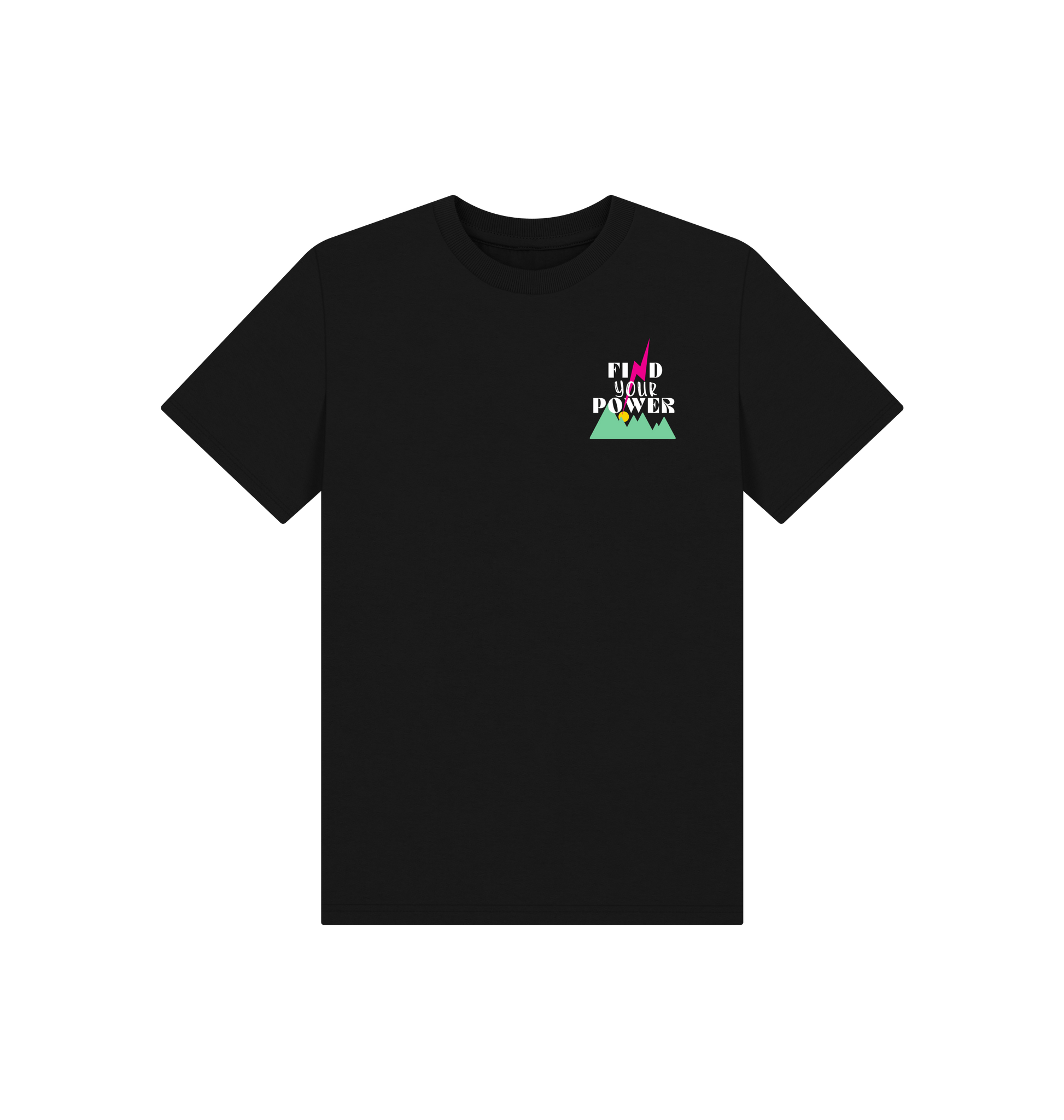 Black Printed Kids T-Shirt Front