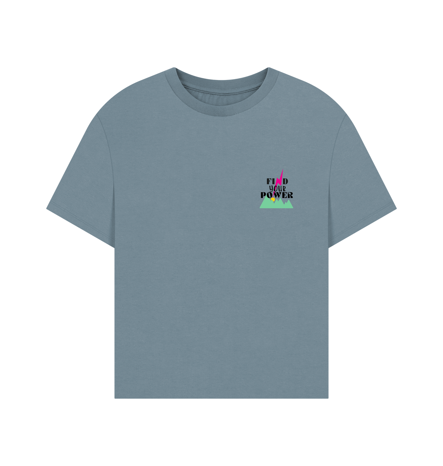 Stone Blue Printed T-shirt Front