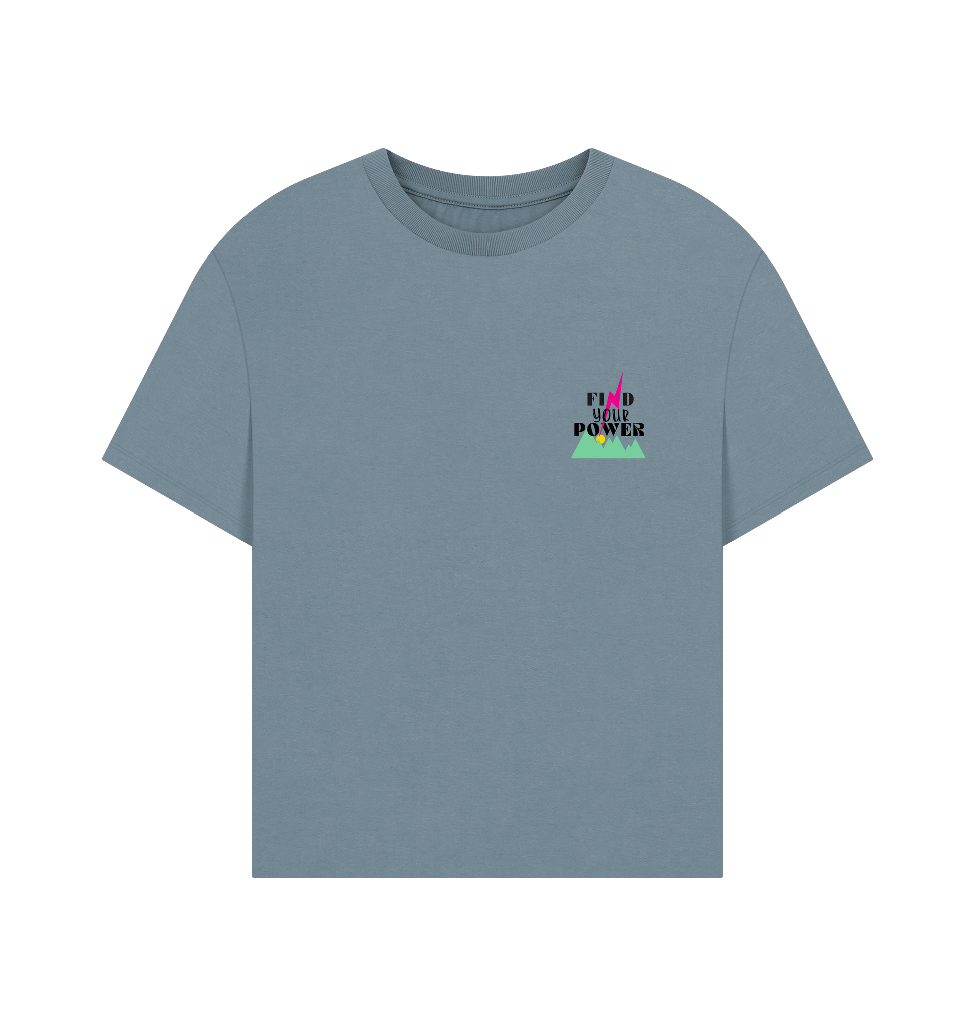 Stone Blue Printed T-shirt Front