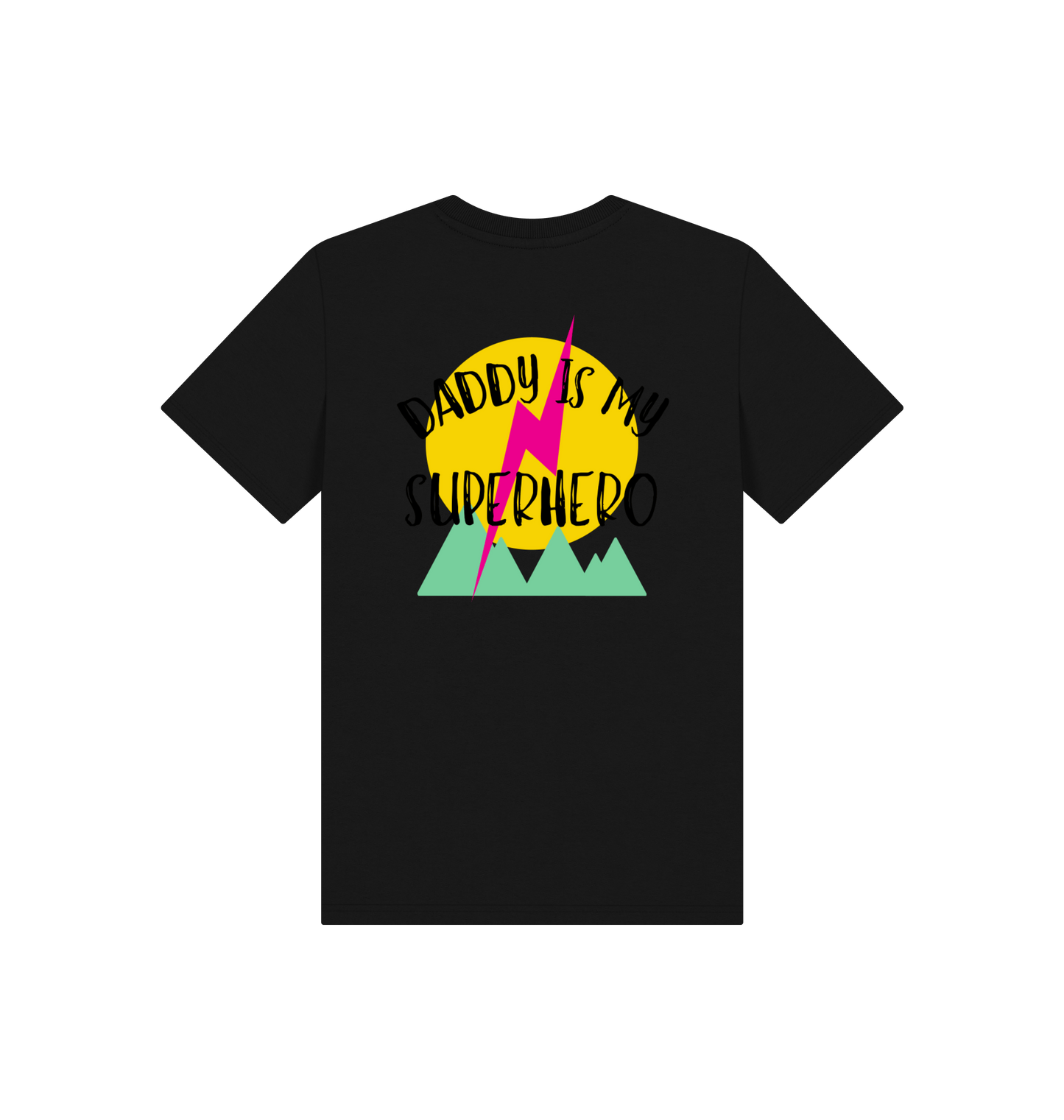 Black Printed Kids T-Shirt Back