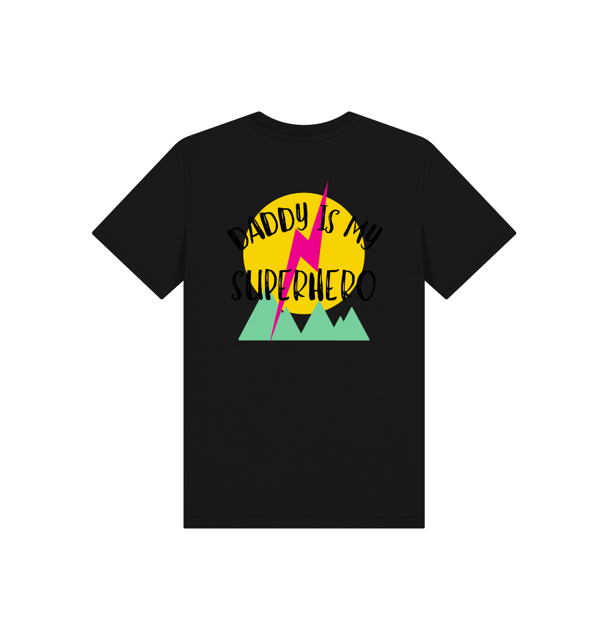 Black Printed Kids T-Shirt Back