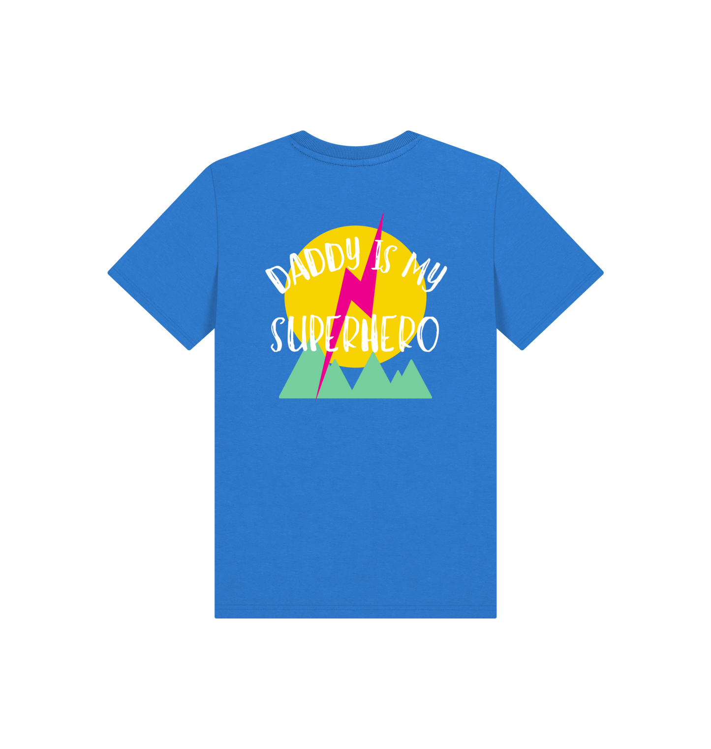 Bright Blue Printed Kids T-Shirt Back