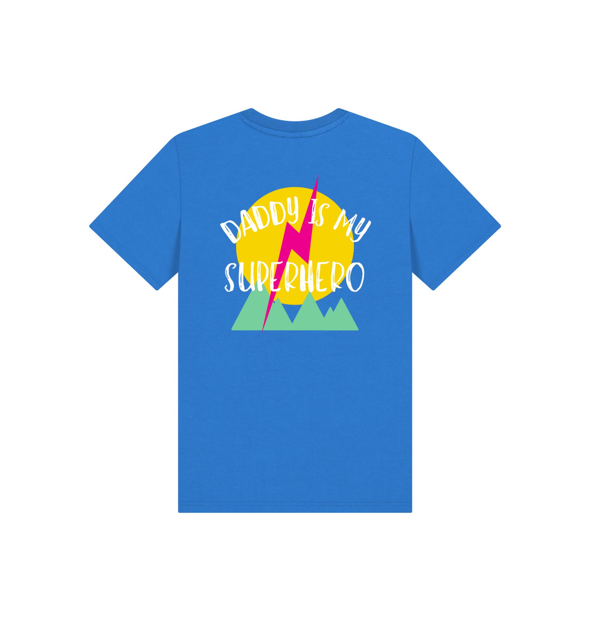 Bright Blue Printed Kids T-Shirt Back