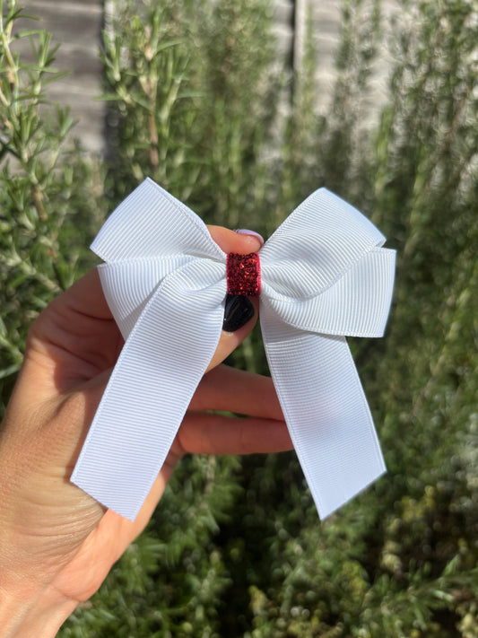 4” hair bow with glitter centre