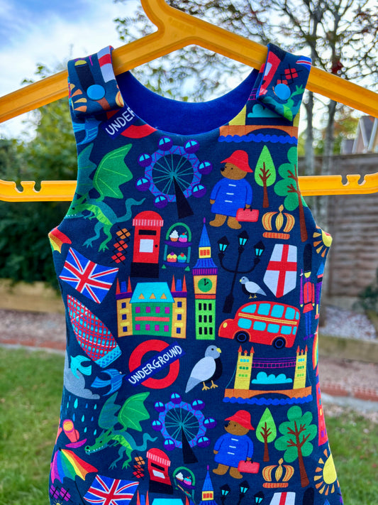 ‘London’ fabric dungarees: 0-3 months