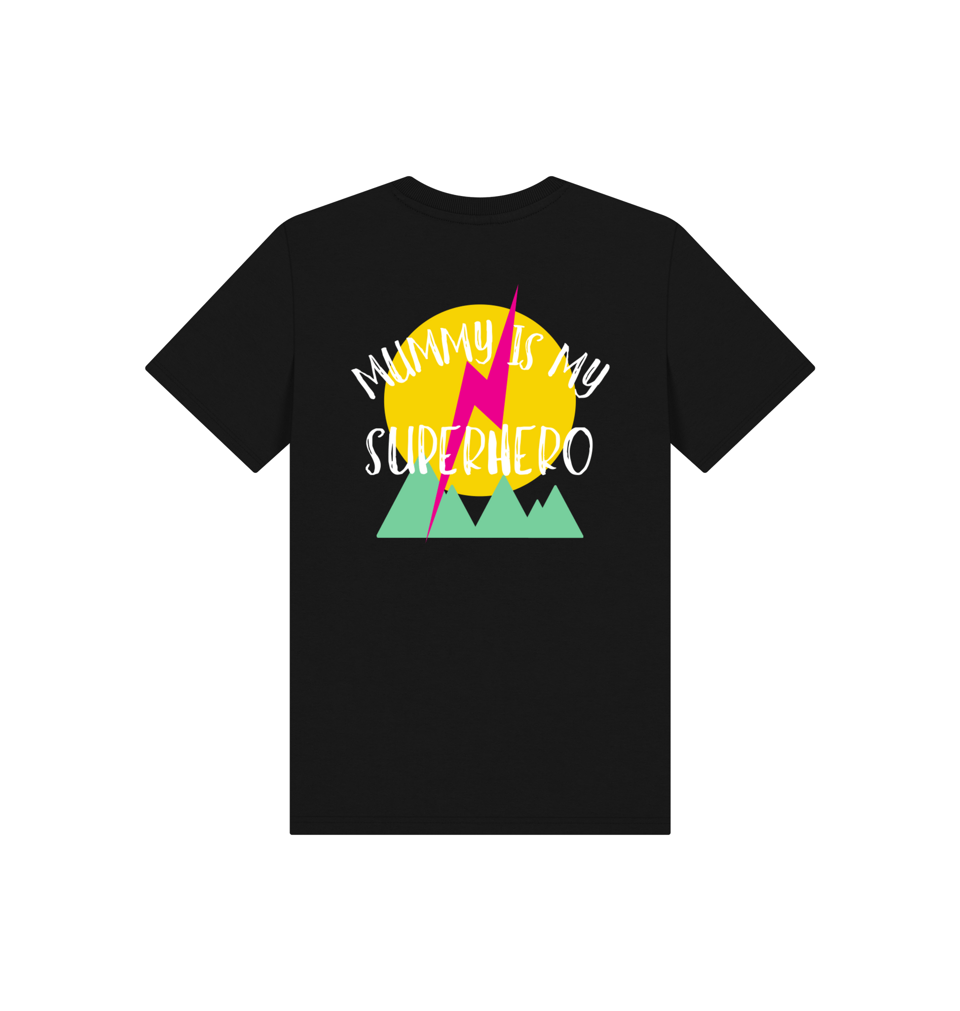 Black Printed Kids T-Shirt Back