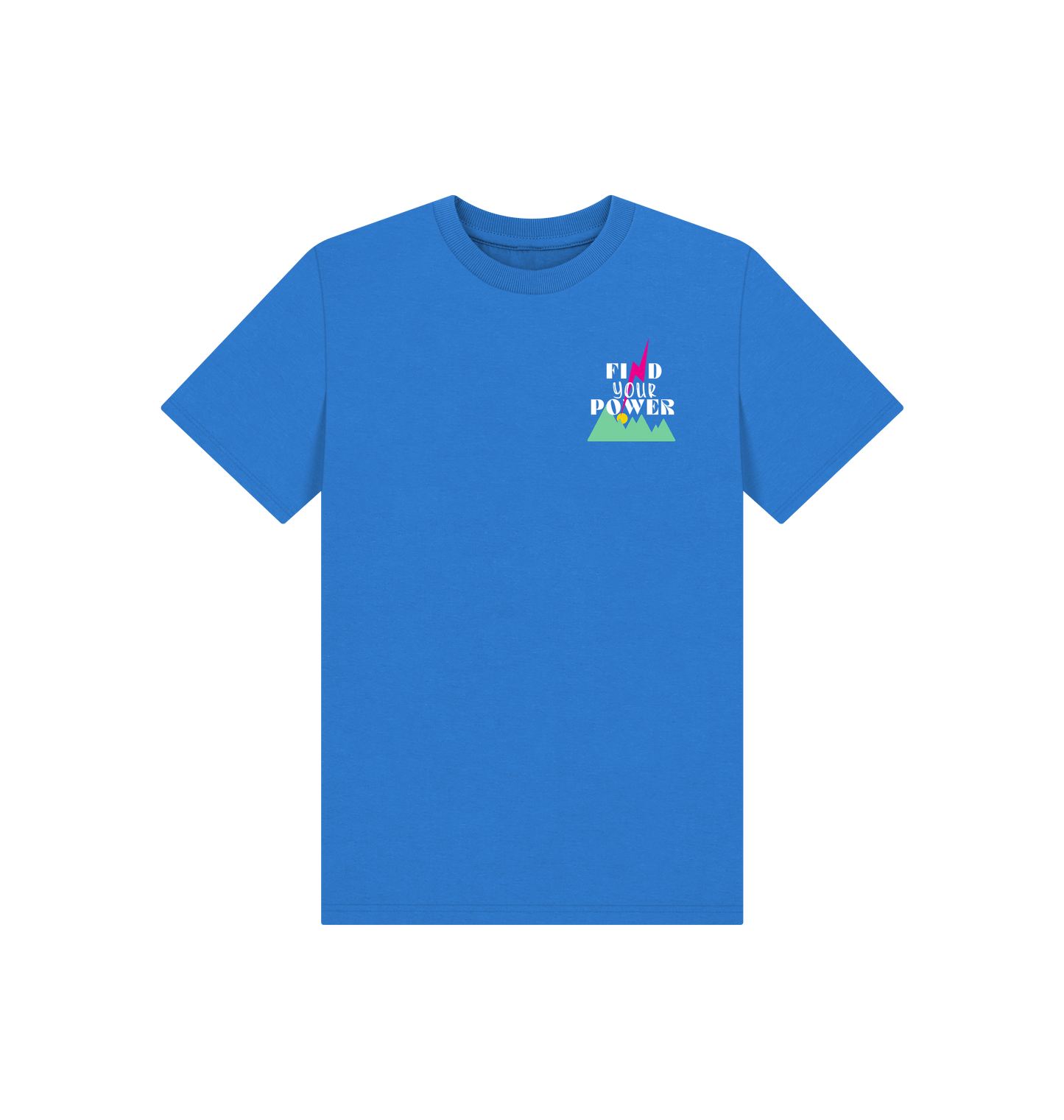 Bright Blue Printed Kids T-Shirt Front