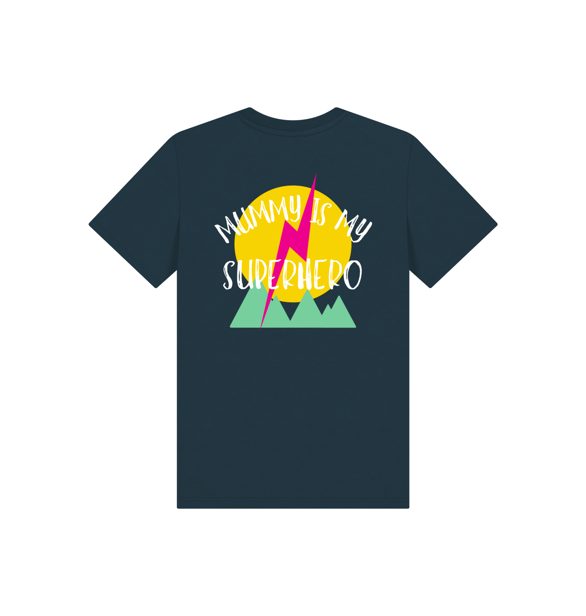Denim Blue Printed Kids T-Shirt Back