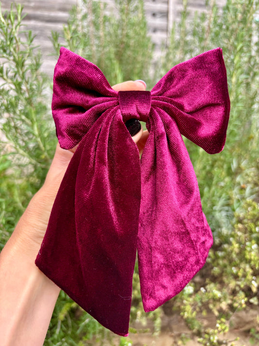 XL ‘Wine’ velvet hair bow