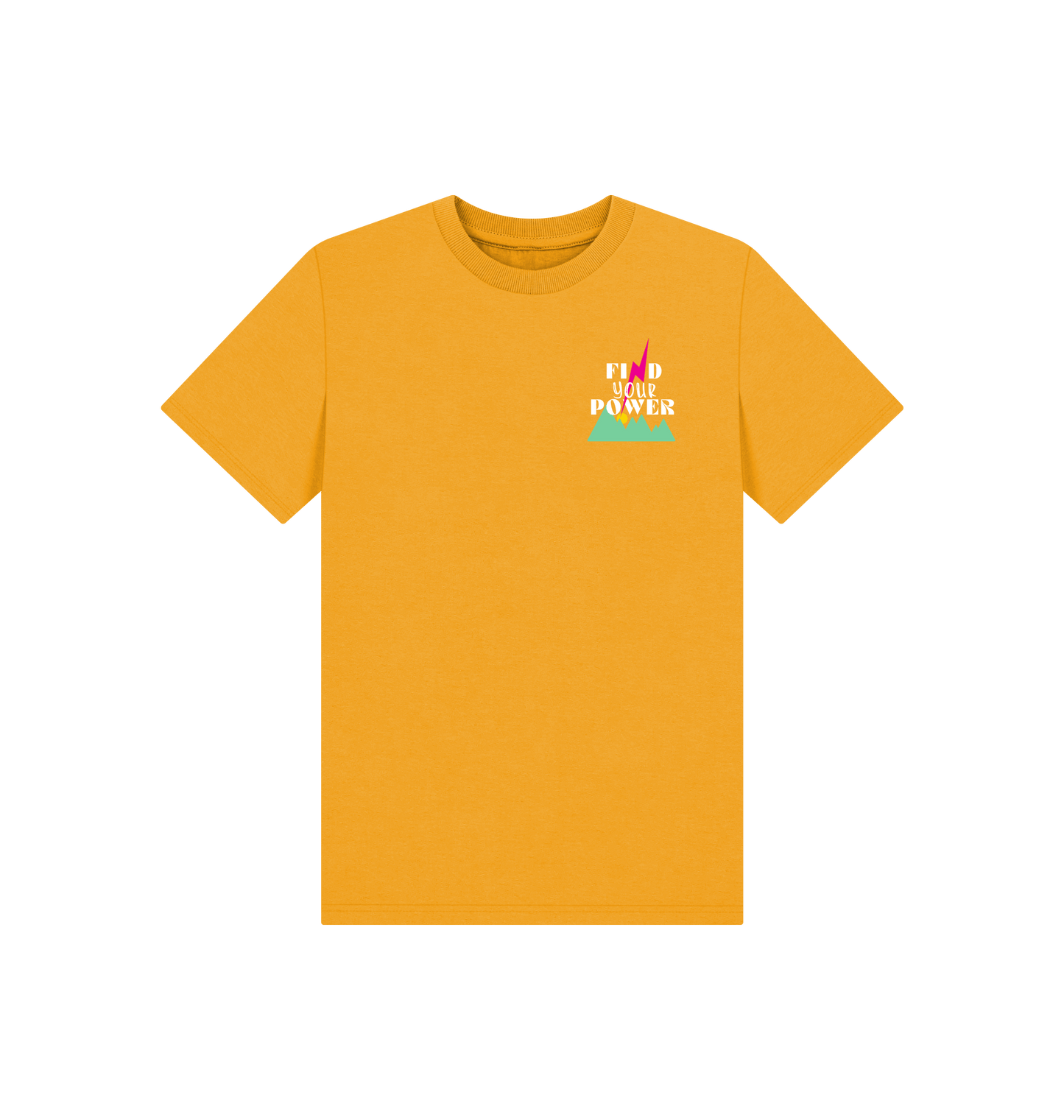 Mustard Printed Kids T-Shirt Front