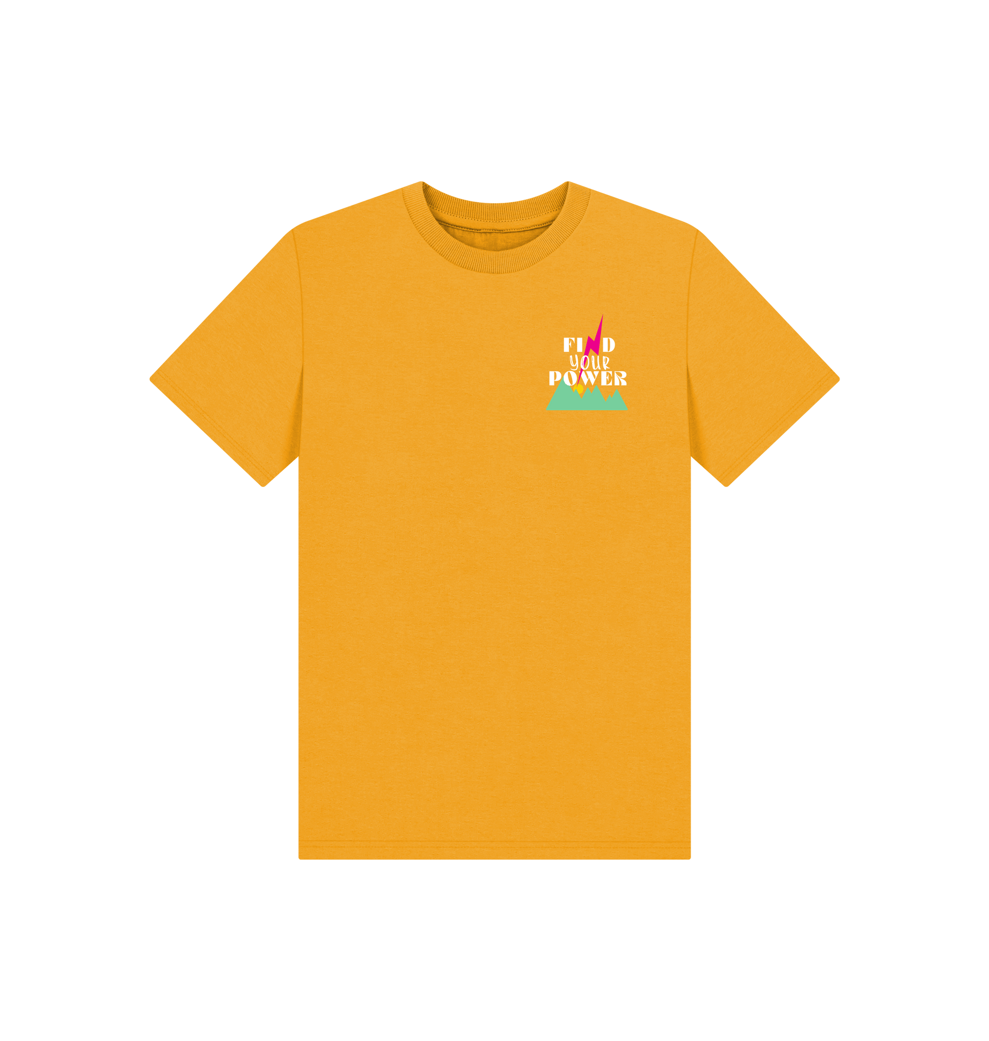 Mustard Printed Kids T-Shirt Front