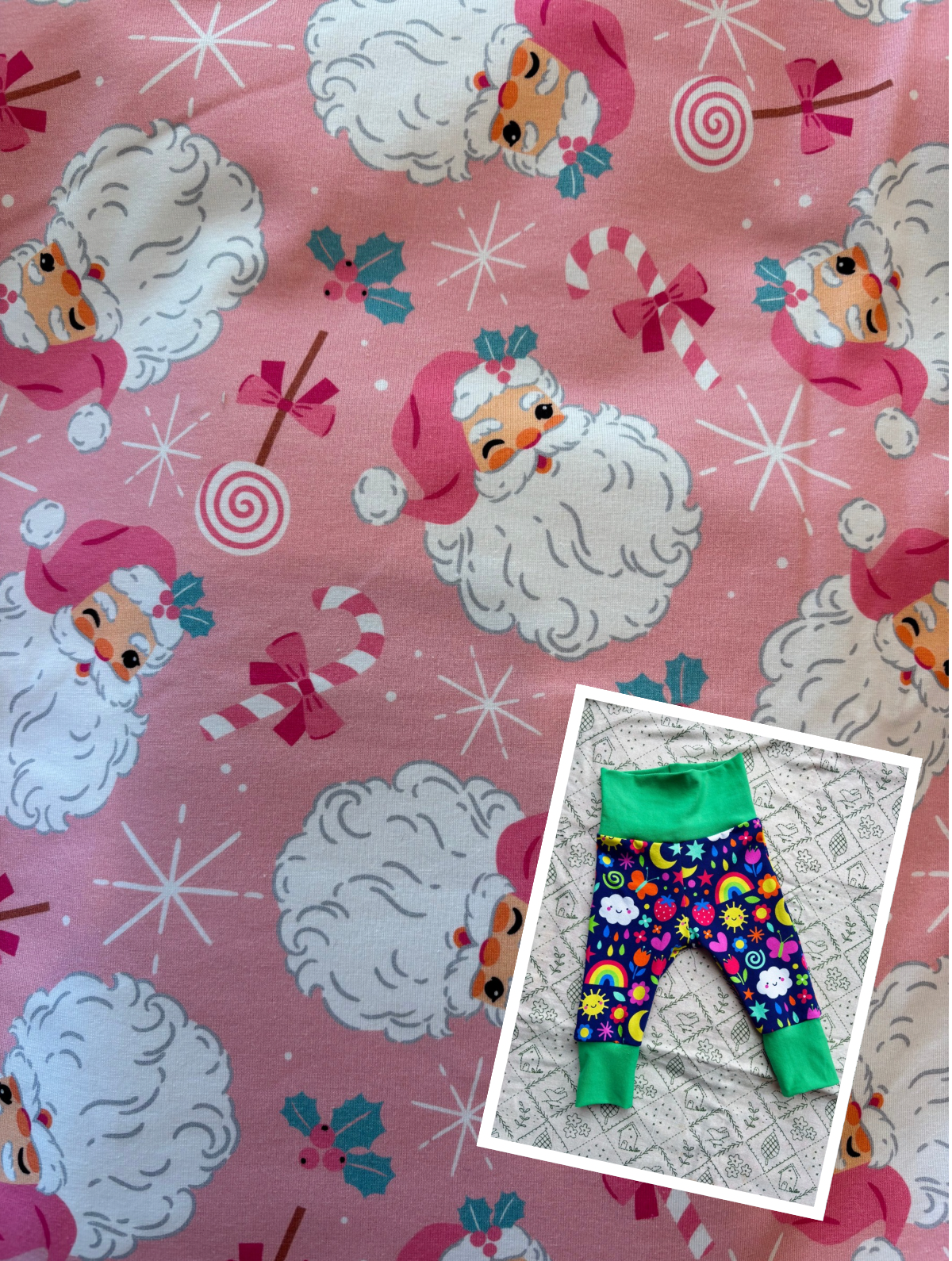 ‘Grow with me’ Leggings: Pink Father Christmas