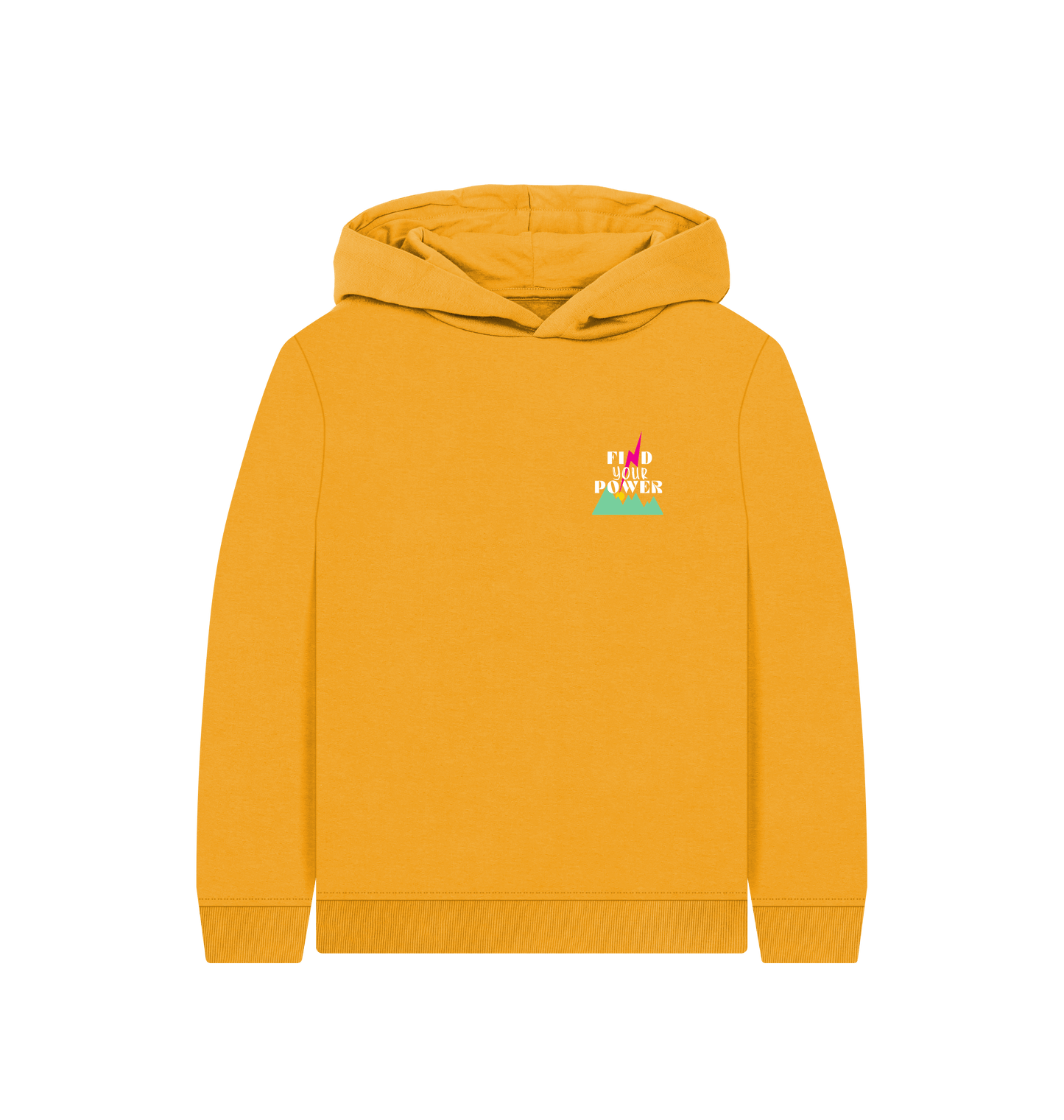 Mustard Printed Kids Hoodie Front