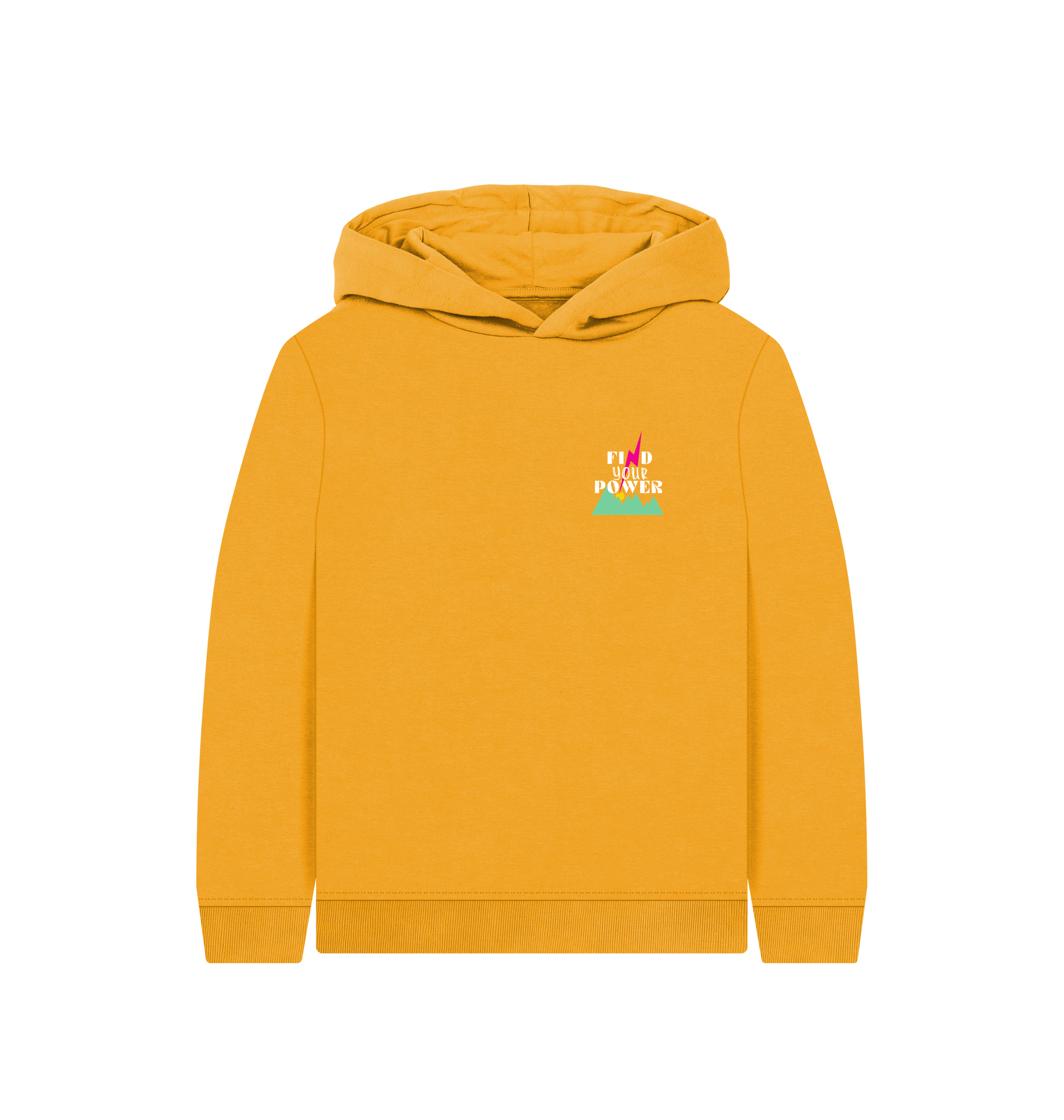 Mustard Printed Kids Hoodie Front