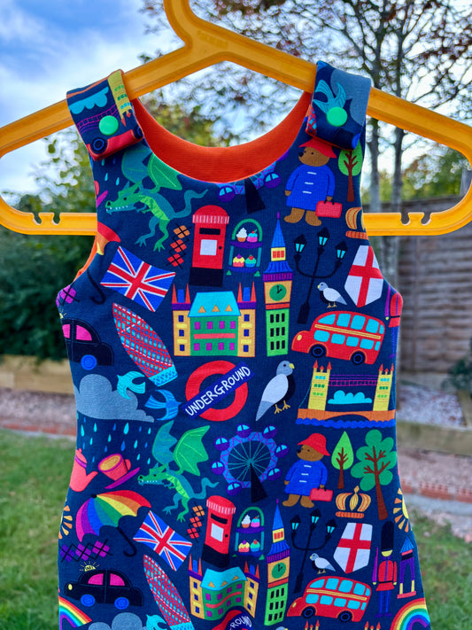 ‘London’ fabric dungarees: 3-6 months