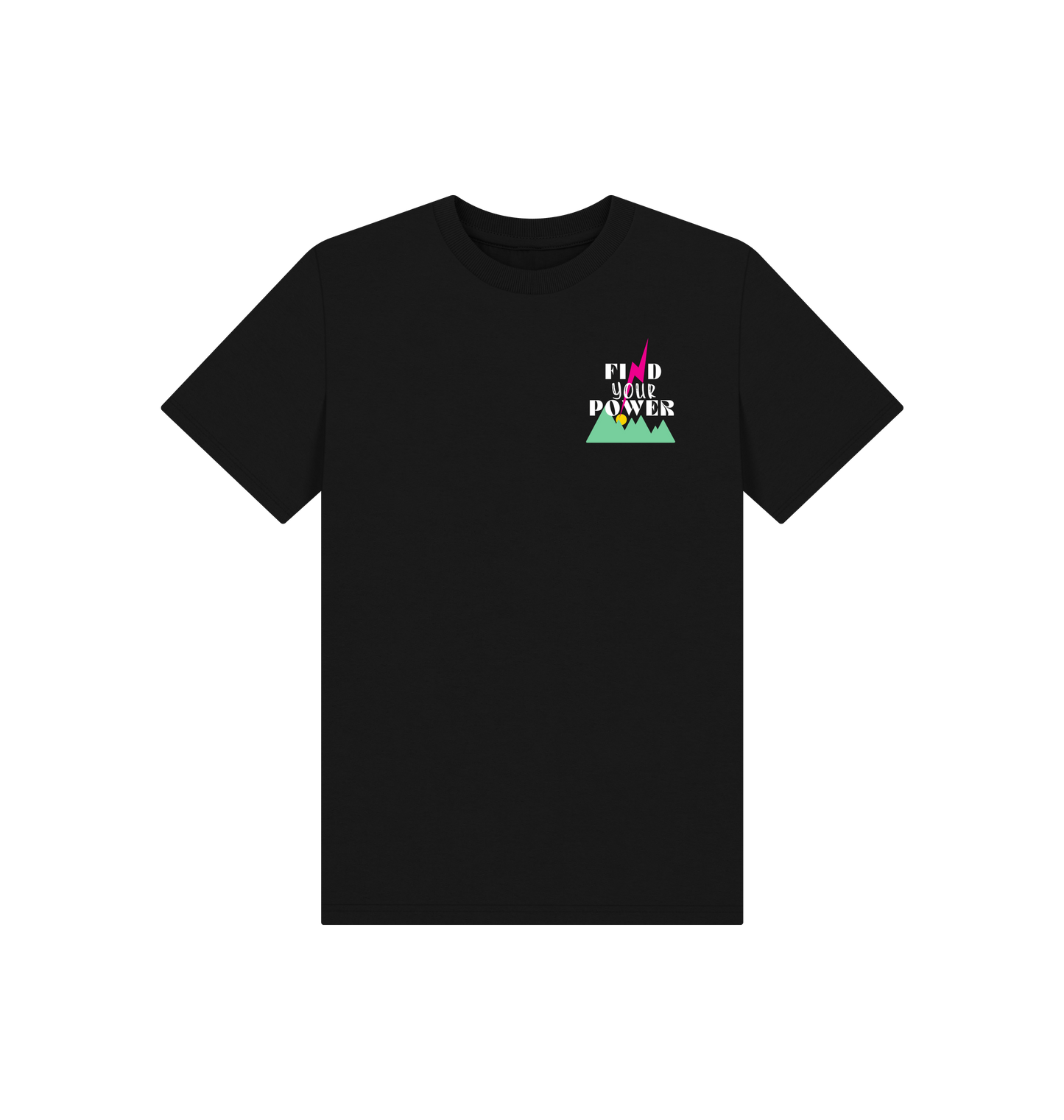 Black Printed Kids T-Shirt Front