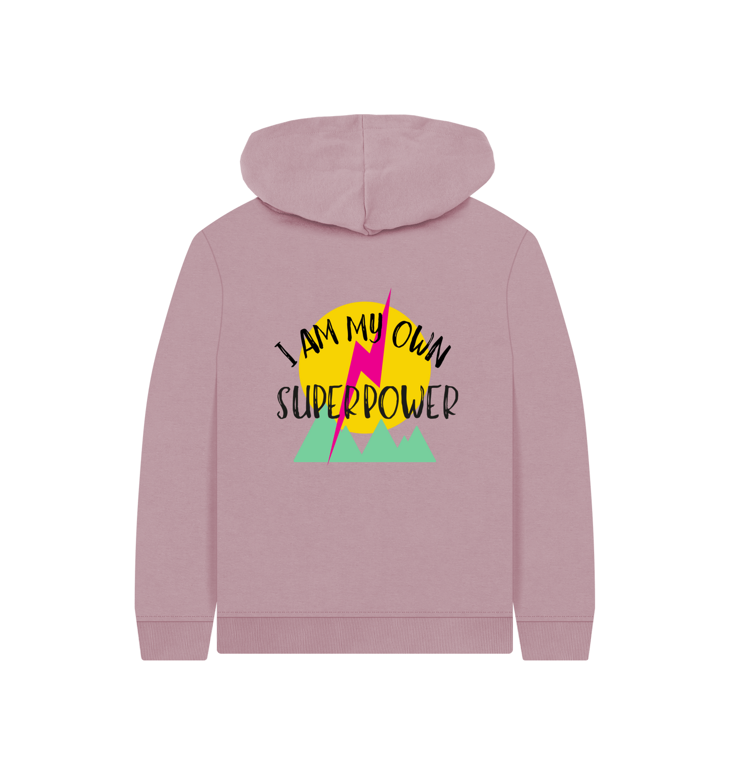 Mauve Printed Kids Hoodie Back