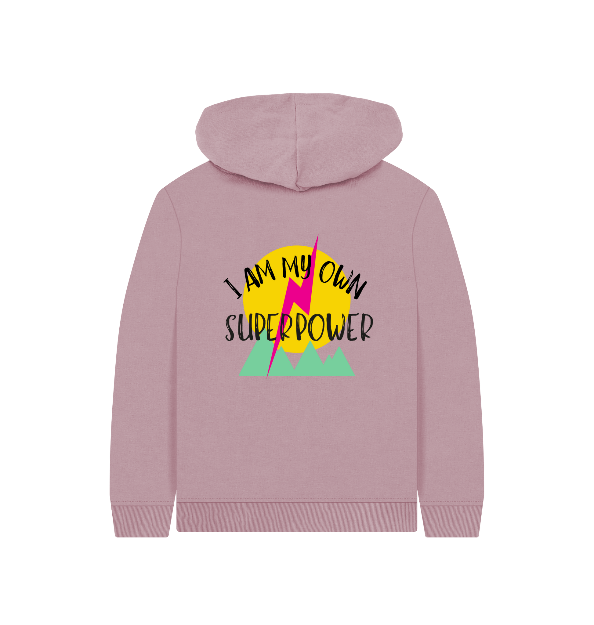 Mauve Printed Kids Hoodie Back