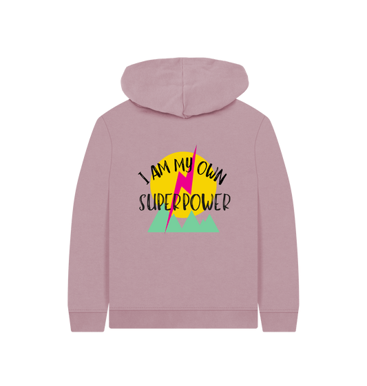 Mauve Printed Kids Hoodie Back