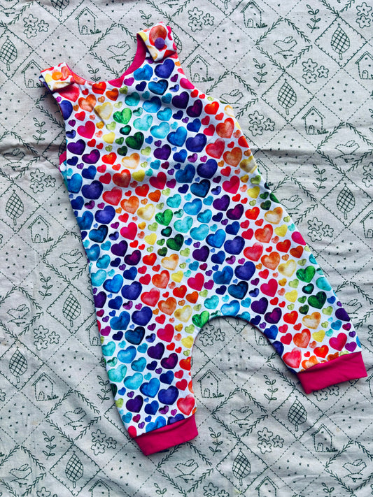 Dungarees: Heart rainbow: 0-3 months