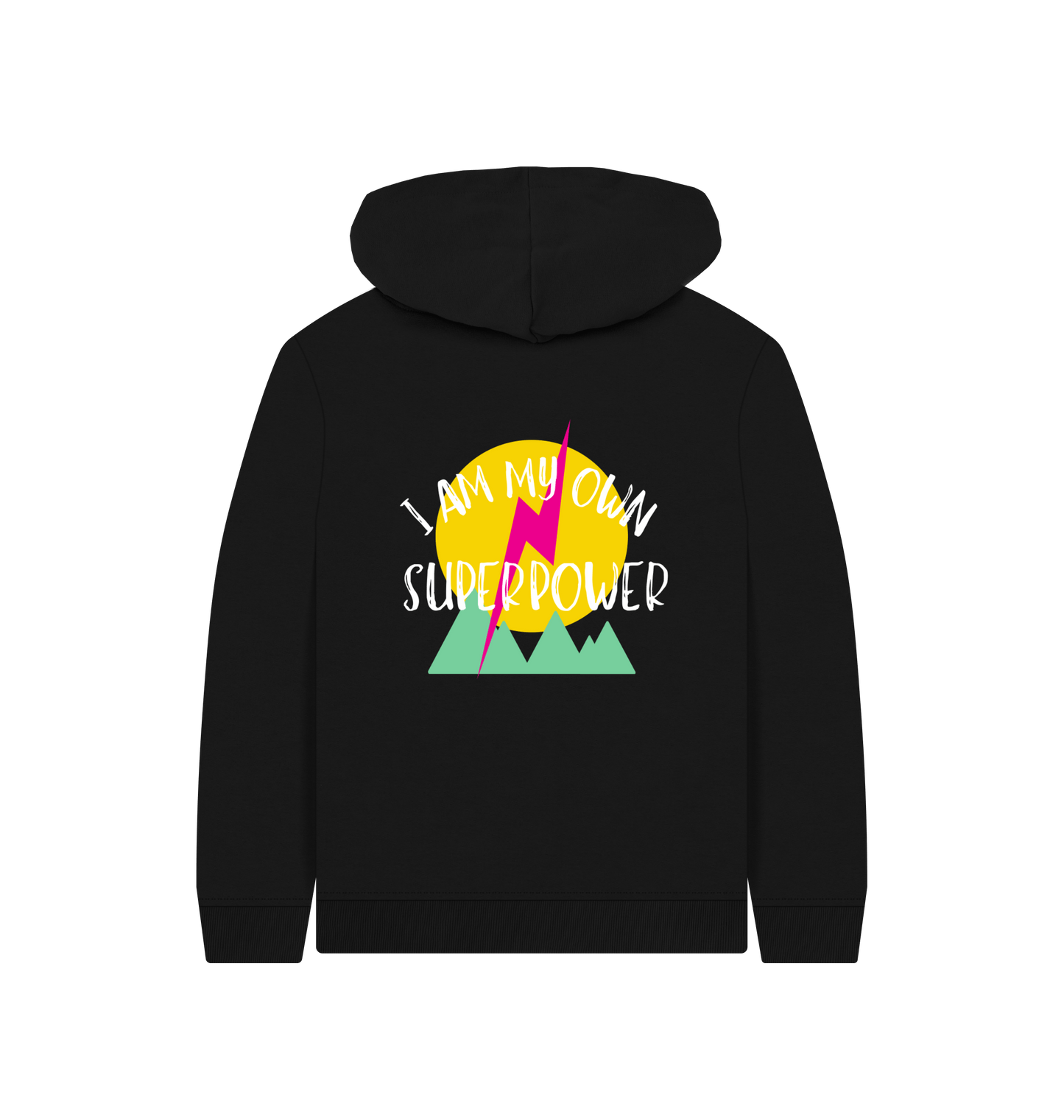 Black Printed Kids Hoodie Back