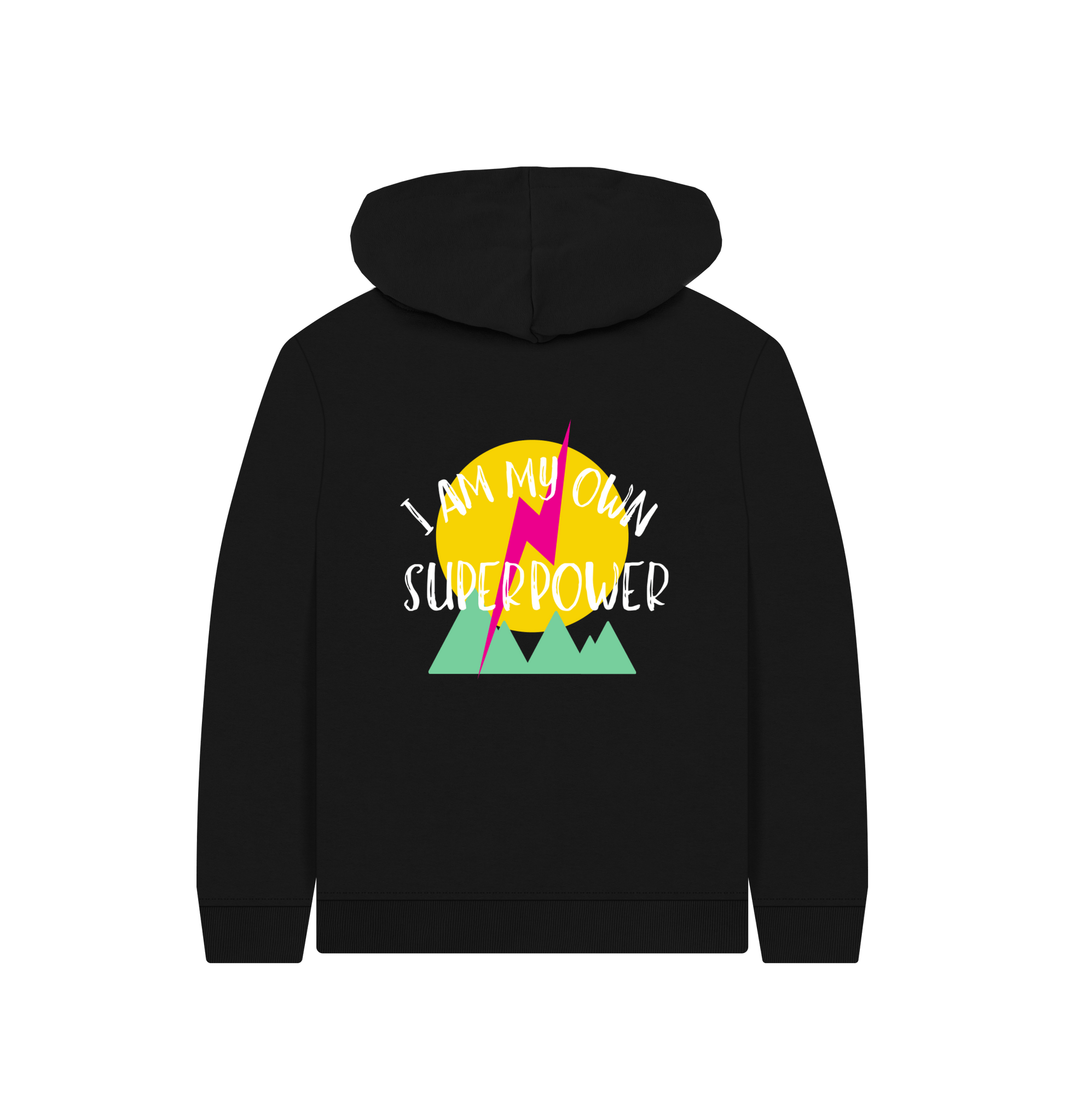 Black Printed Kids Hoodie Back