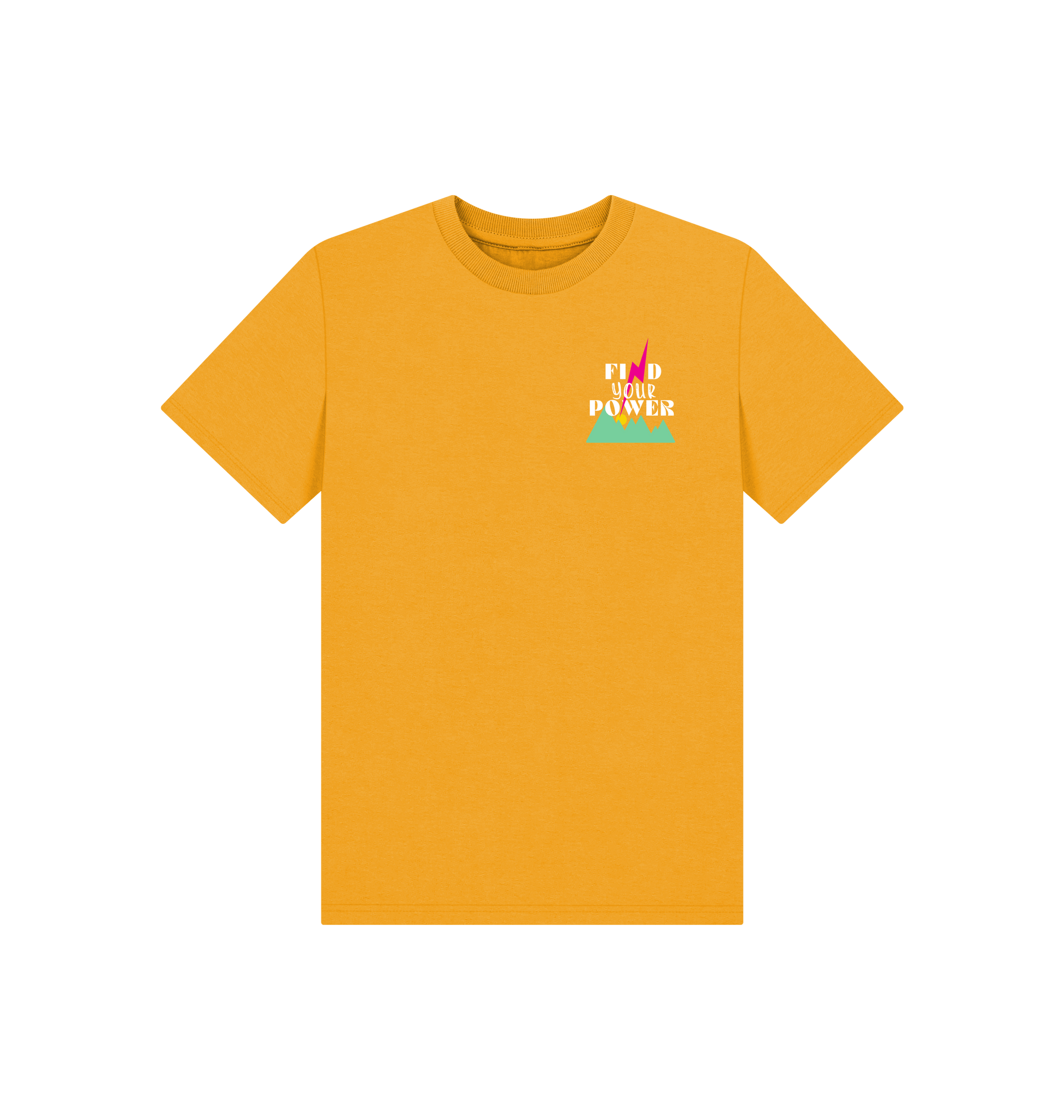 Mustard Printed Kids T-Shirt Front