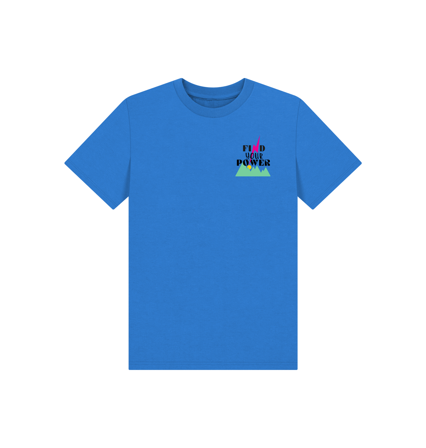 Bright Blue Printed Kids T-Shirt Front