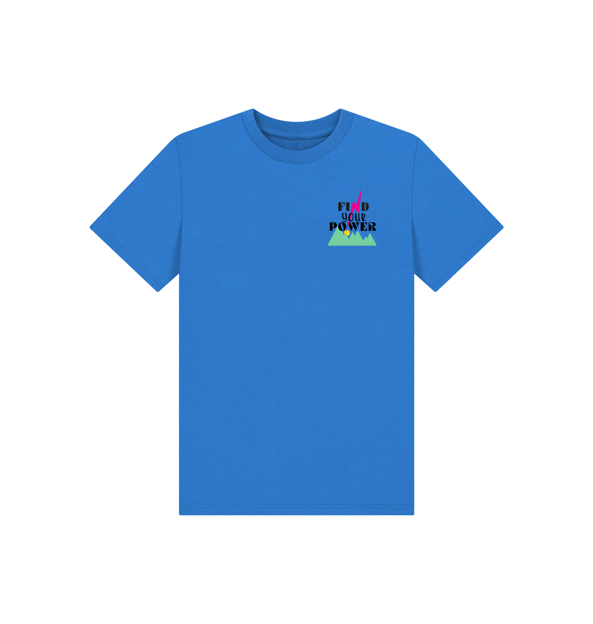 Bright Blue Printed Kids T-Shirt Front