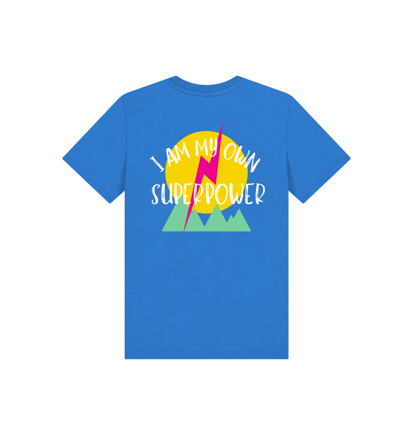 Bright Blue Printed Kids T-Shirt Back