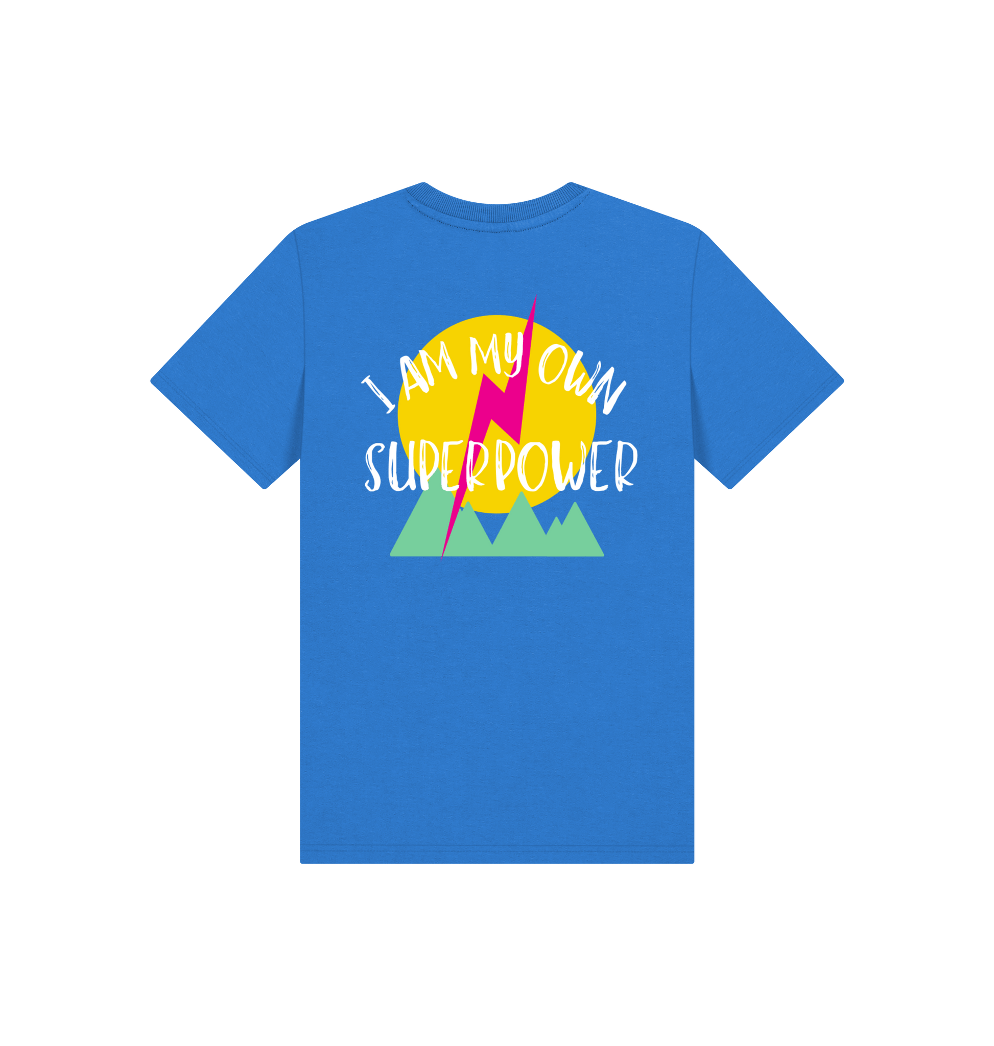 Bright Blue Printed Kids T-Shirt Back