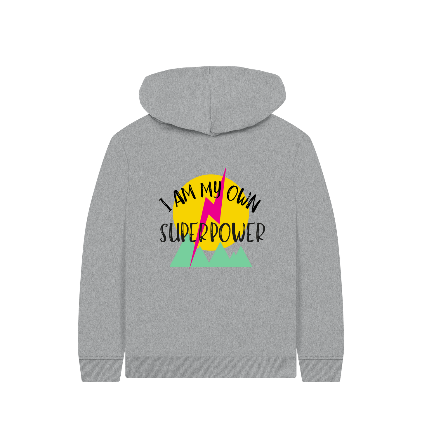 Athletic Grey Printed Kids Hoodie Back